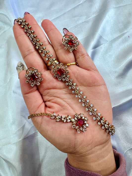 Ad sleek necklace set(Red)