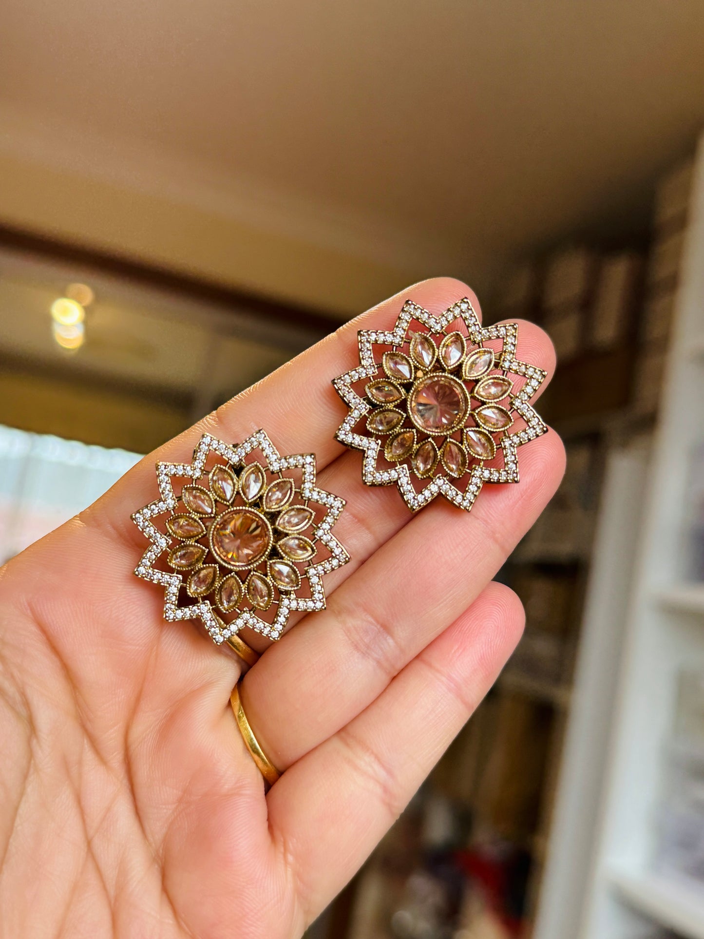 Oversized polki studs