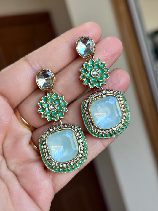 Kundan earrings mint