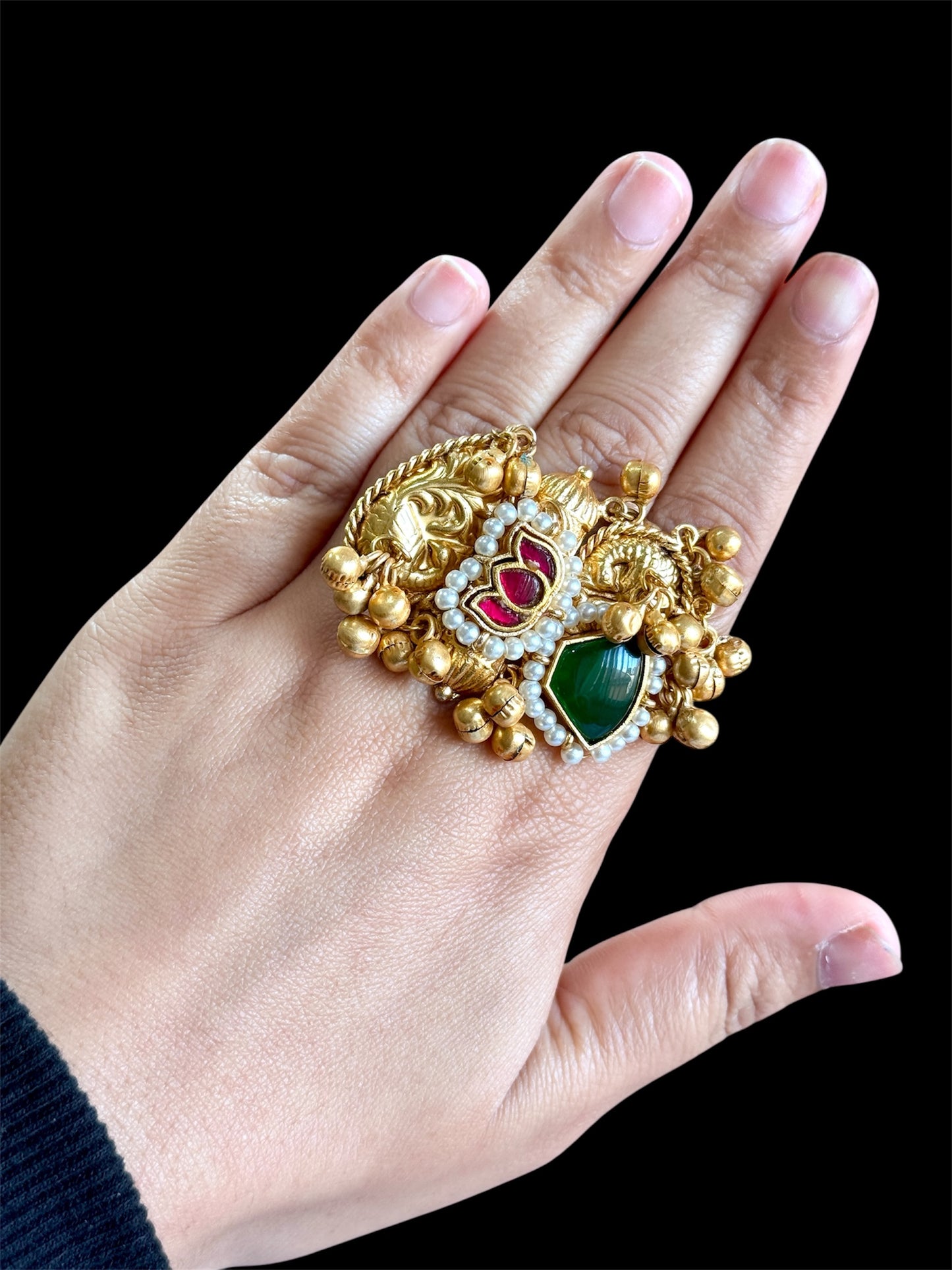 Premium pachi kundan ring(adjustable)