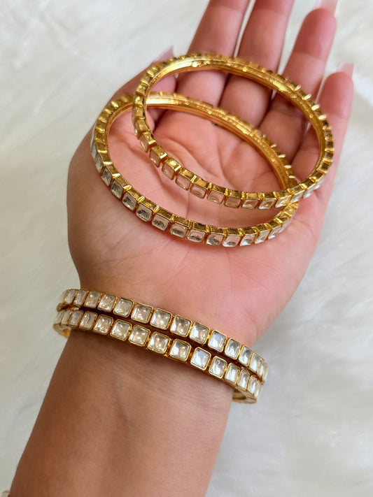 Pachi kundan bangles set