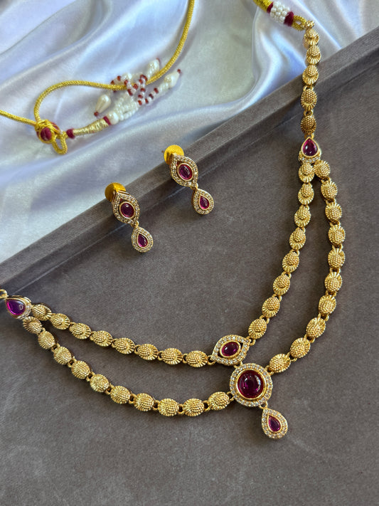 Premium gold look necklace set