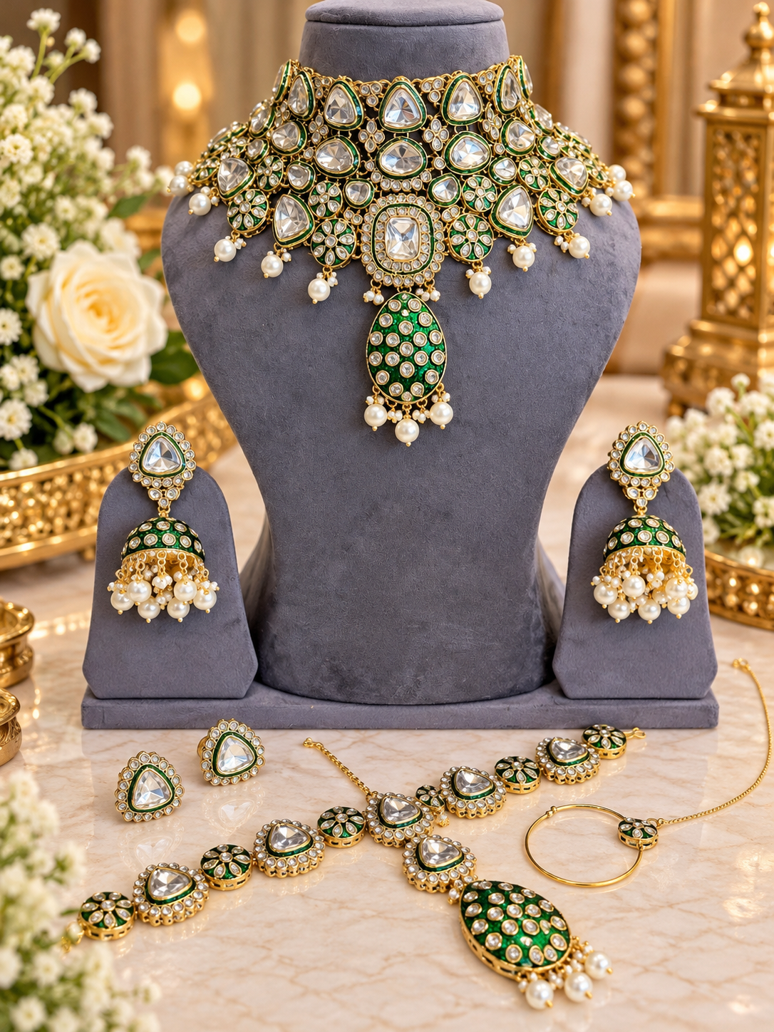 Green Kundan Bridal Jewellery Set