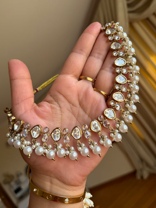 Premium tyani with polki necklace set