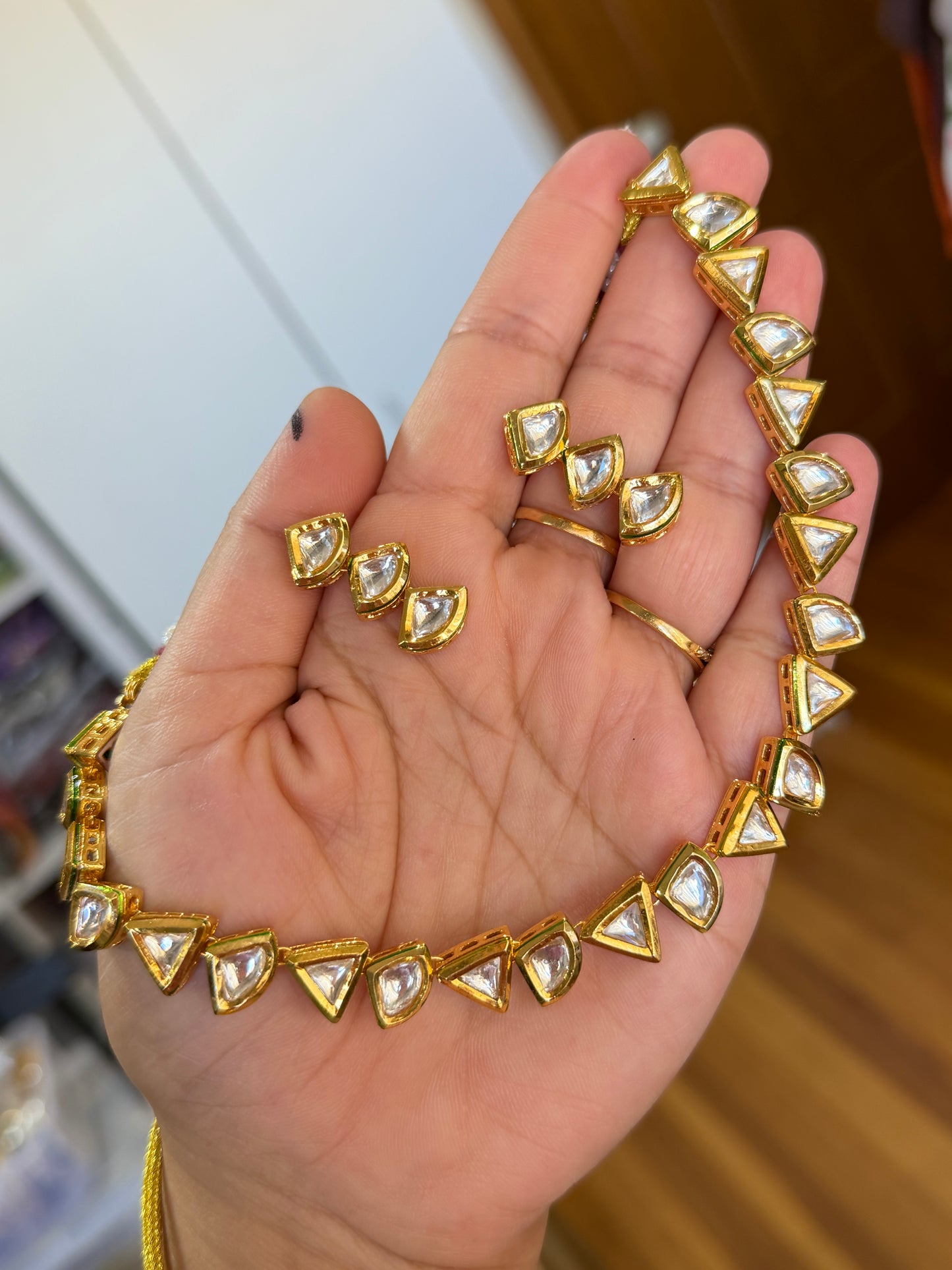 Kundan necklace set with back meenakari