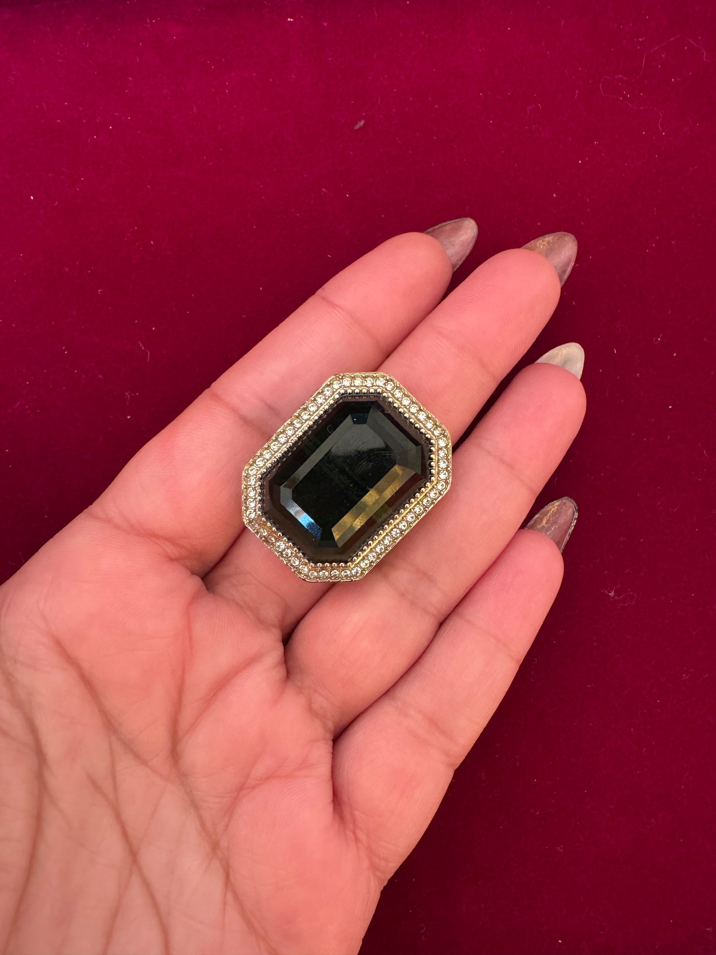 Oversized adjustable ring(Green colour)