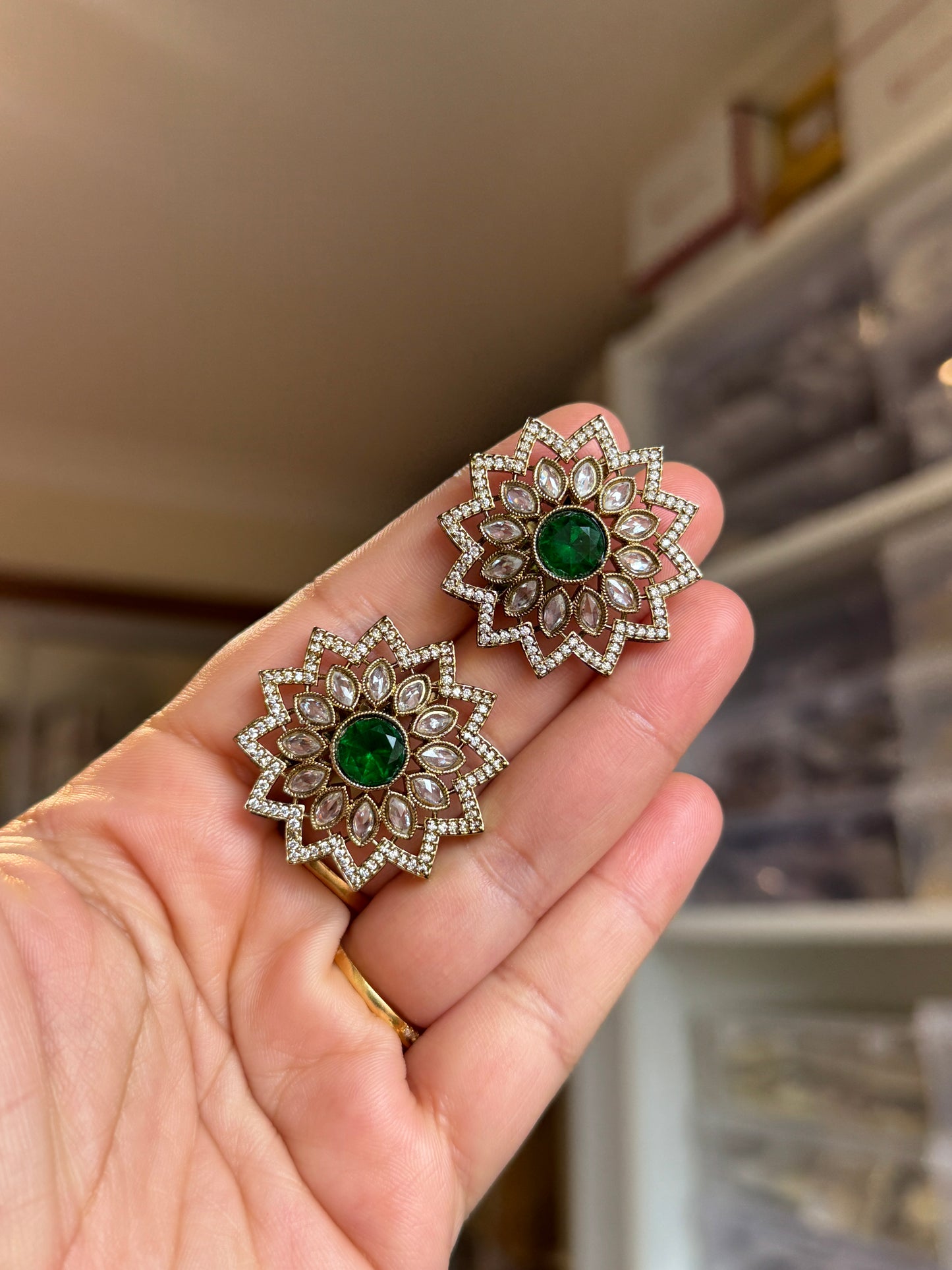 Oversized polki studs