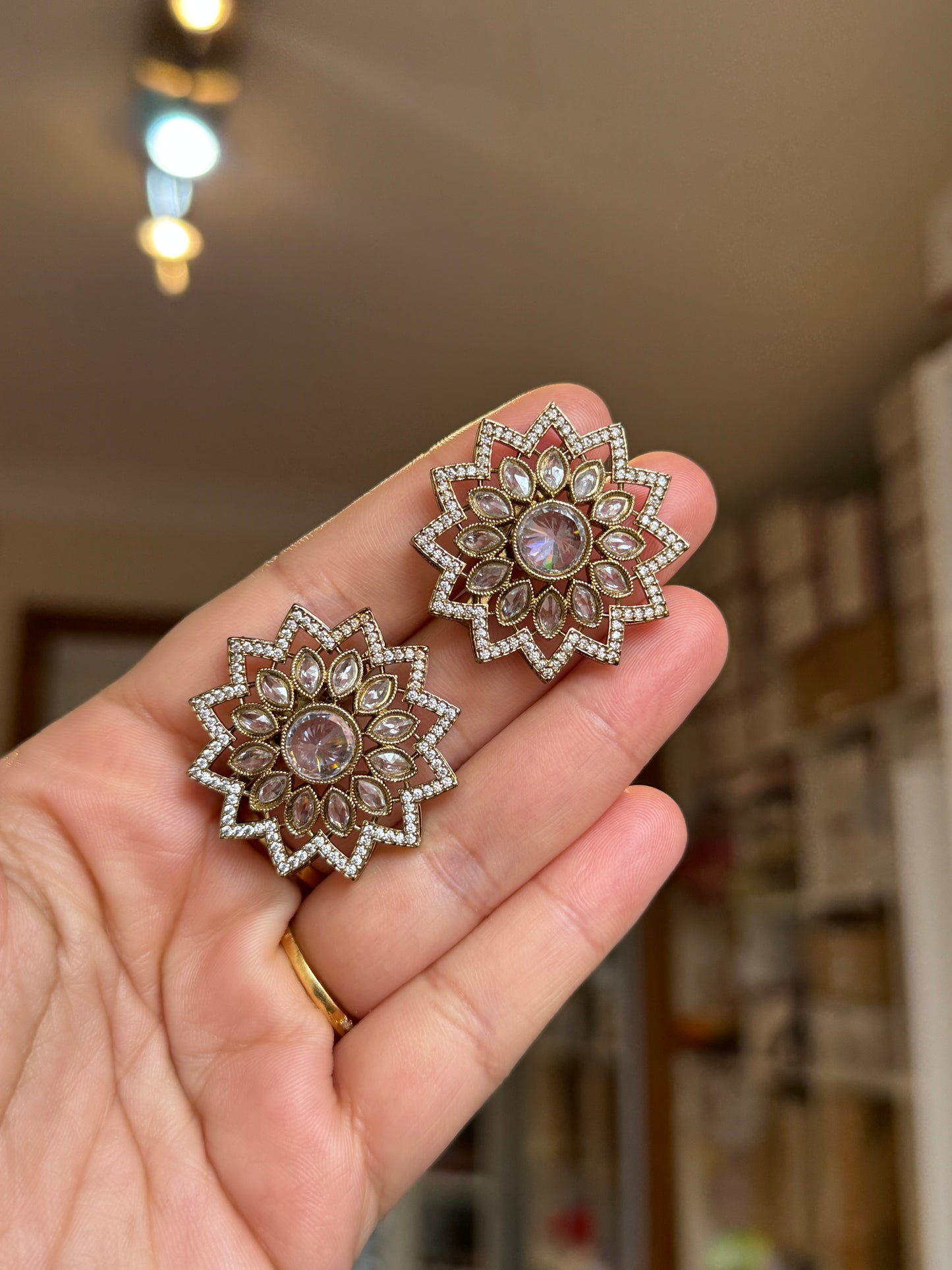 Oversized polki studs