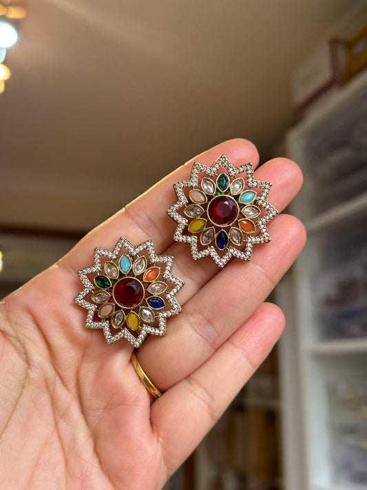 Oversized polki studs