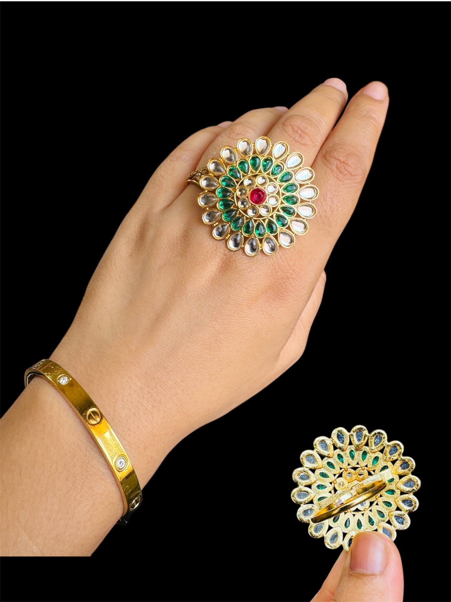 Kundan adjustable ring