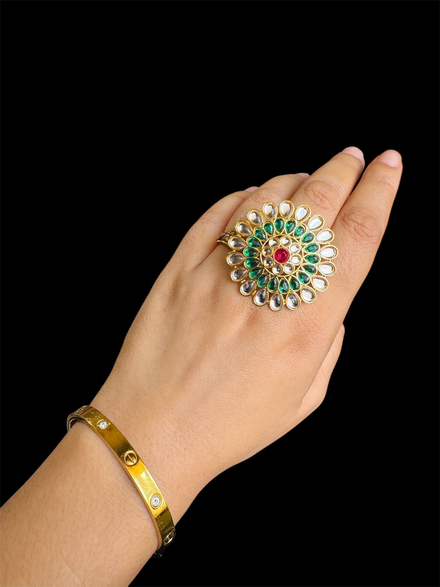 Kundan adjustable ring