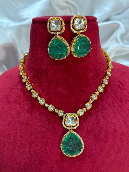 Premium moissanite necklace set(Mint)