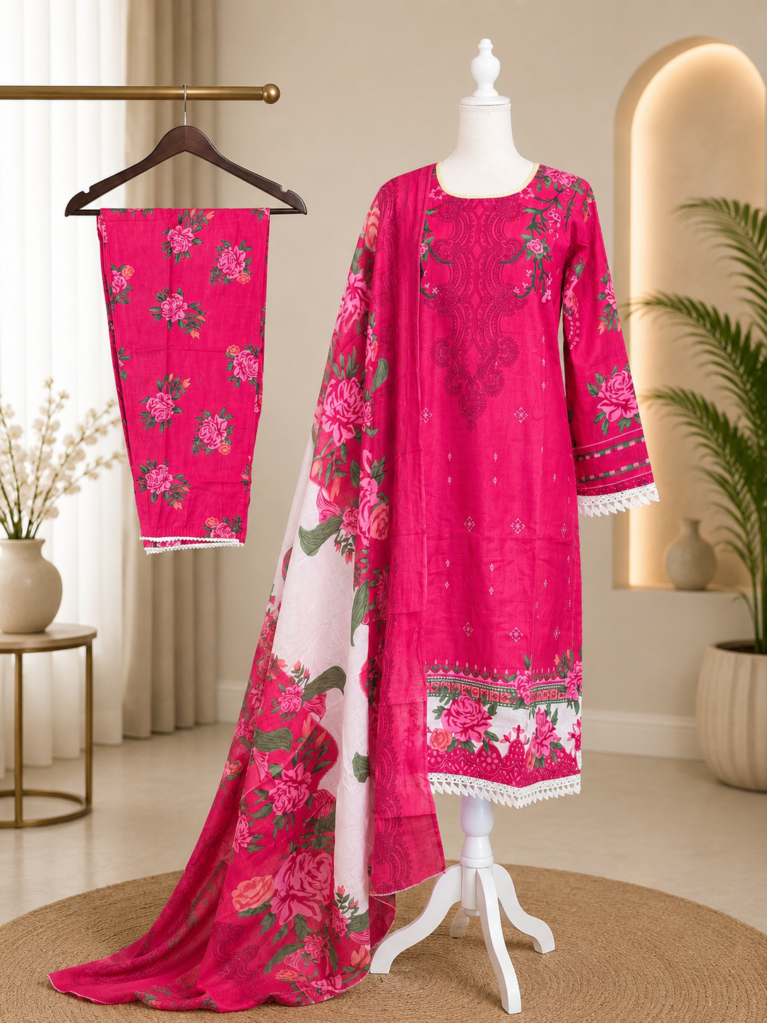 Cotton Printed 3-Piece Suit