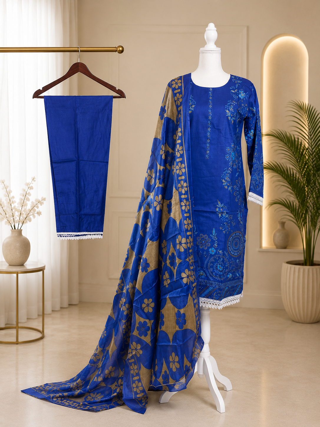 Cotton Printed 3-Piece Suit