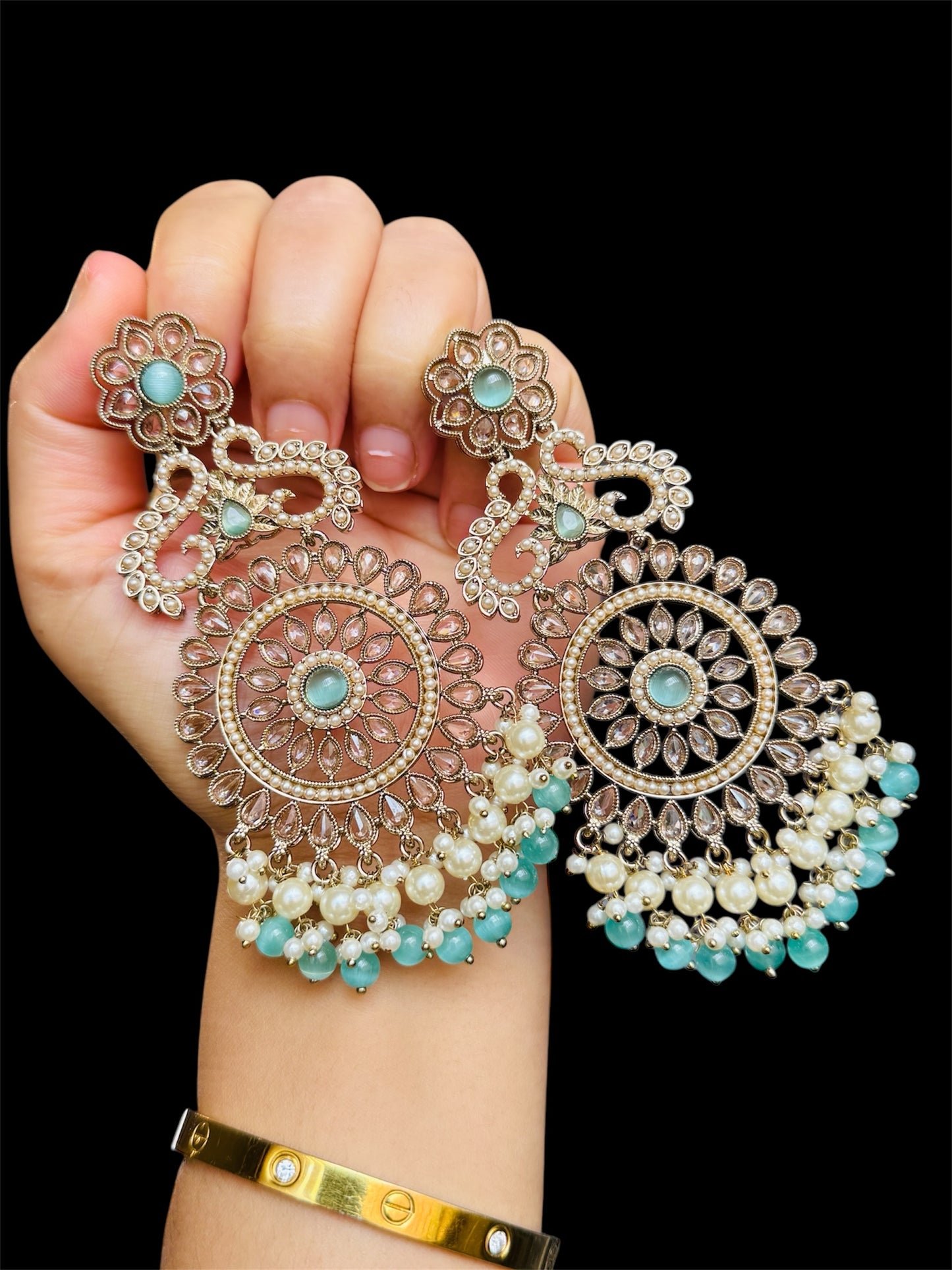 Oversized polki earrings