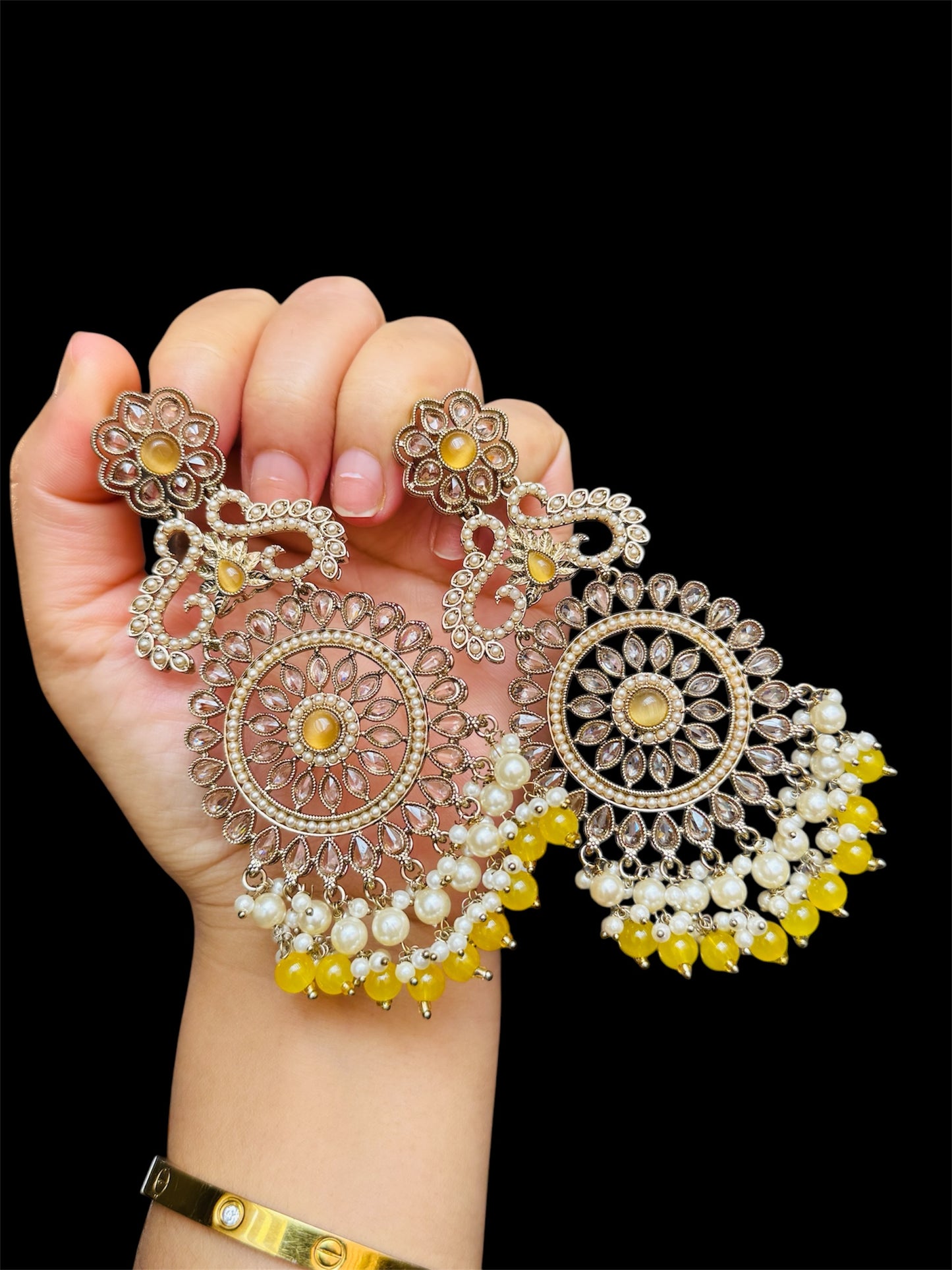 Oversized polki earrings